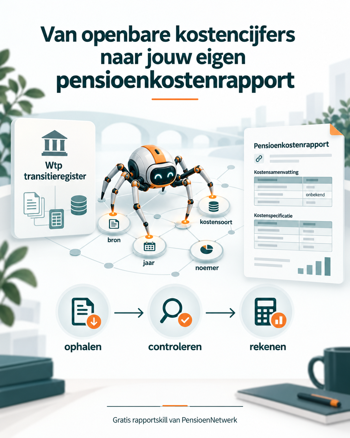 Illustratie van het ophalen, controleren en berekenen van openbare kostencijfers